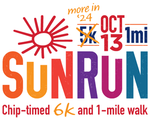 Sun Run 2024 logo "More in '24" Oct. 13, 6k and 1-mile walk