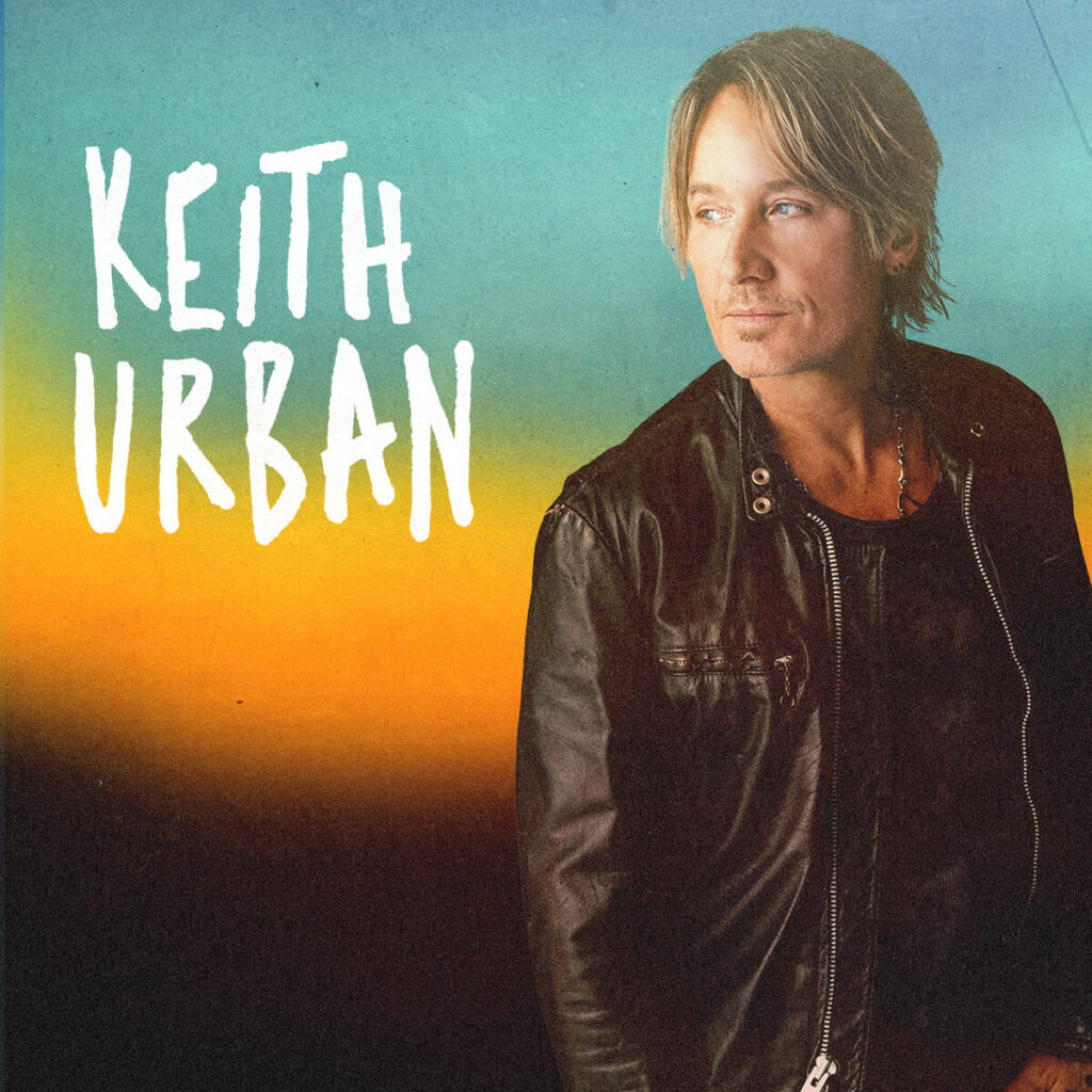 Keith Urban photo on a blue/yellow gradient background